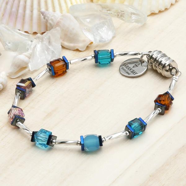 アランベイ　グラスツイスト　ブレスレット　ブルー＆ピンク