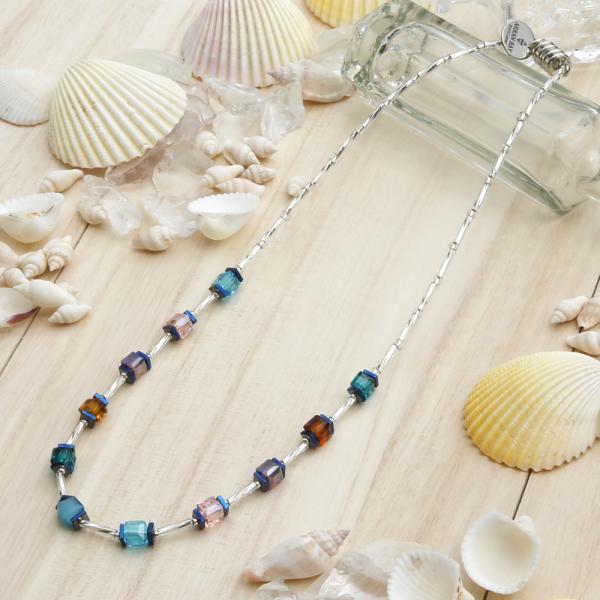 アランベイ　グラスツイスト　ネックレス　ブルー＆ピンク