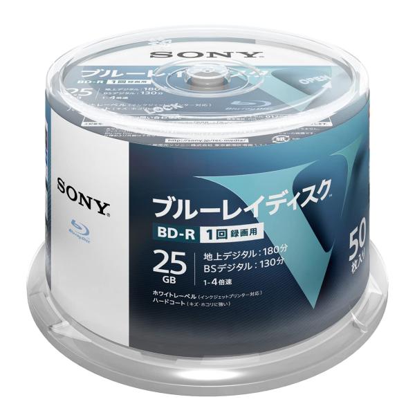 ソニー ブルーレイディスク BD-R 25GB (1枚あたり地デジ約3時間) 1回録画用 50枚入り...
