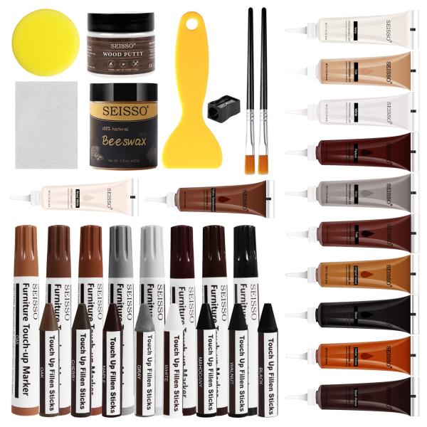 SEISSO フローリング 補修 木製品キズ補修キット 木工パテ付き ネジ穴 補修 床 補修 かくれ...