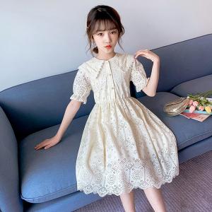 ワンピース キッズ 子供服 女の子 春夏 キッズワンピース レースワンピース 折り襟 チュニック 子供ドレス お姫様 おしゃれ カジュアル 可愛い 新品 150cm 160cm