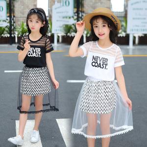 子供服 セットアップ キッズ 女の子 夏 上下セット 2点セット Tシャツ 半袖 膝丈スカート チュール 韓国子供服 ジュニア おしゃれ 可愛い カジュアル 新品 150 Y アユストア 通販 Yahoo ショッピング