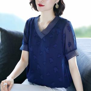 Tシャツ レディース 半袖 安い おしゃれ 韓国風 夏 40代 きれいめ トップス ブラウス シフォン Vネック カジュアル 体型カバー 大きいサイズ 着痩せ 大人 通勤 Y アユストア 通販 Yahoo ショッピング