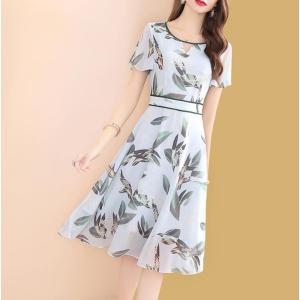 ワンピース レディース 40代 春夏 半袖 きれいめ 上品 マキシワンピース ロング丈 シフォン 花柄 大きいサイズ パーティードレス 韓国風 おしゃれ 通勤 着痩せ