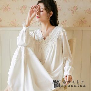 レディース レトロ 姫系 花刺しゅう ネグリジェ 寝巻き
