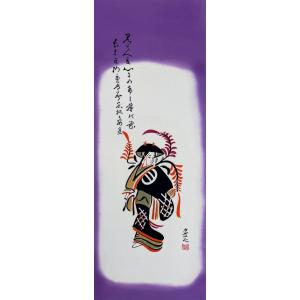 掛軸　大津絵　卯之助　藤娘　古物　中古　23.03.19 掛軸 大津絵 卯之助 藤娘 古物 中古 23.03.19