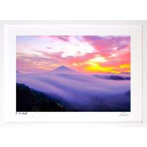 版画 絵画 富士山 赤富士 インテリア 壁掛け 額入り 風景画 油絵