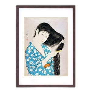 橋口五葉、【神戸之宵月】、希少な額装用画集より、美品、新品額装付 版画 絵画 名画 日本画 神戸之宵月 橋口五葉 インテリア 壁掛け 額入り