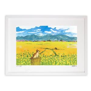 手描き油絵 木村 咲 黄色い小花 F6 画家本人手描き 絵画 額入り 絵