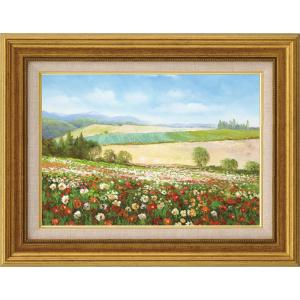 絵画 油絵 白馬山麓 （岡島哲夫） 【海・山】【肉筆】【油絵】【日本の