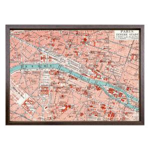 絵画 Vintage map Paris インテリア おしゃれ 壁掛け 額付き ギフト パリ 地図 絵 飾る アートフレーム プレゼント リビング キッチン 部屋 店舗 オフィス｜ayuwara