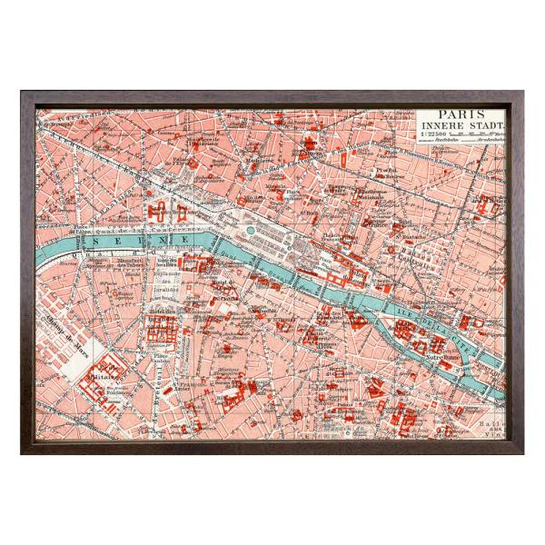 絵画 Vintage map Paris インテリア おしゃれ 壁掛け 額付き ギフト パリ 地図 ...