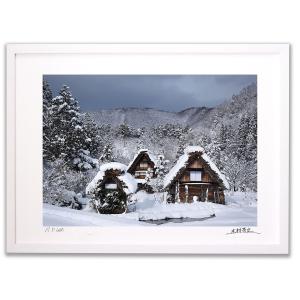 124.「白川郷の家並」髙橋一善 油絵 猿渡一根 「 晩秋 白川郷 」(2) 油絵 ・ 油彩画 F6 ( 6号 ) 絵画 洋画