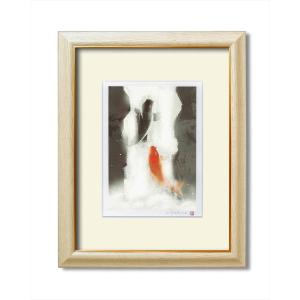 中谷文魚 「 金運登り鯉 」 日本画 色紙絵 ( 額縁付き ) 絵画 中谷文魚 「 金運登り鯉 」 日本画 色紙絵 ( 額縁付き ) 絵画