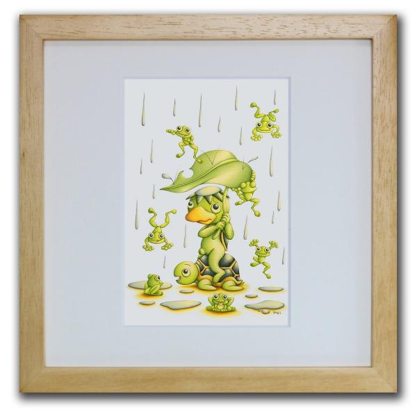 色鉛筆画・版画 ゆうパケット 雨、時々かえる？ SHOji 絵画 壁掛け 壁飾り インテリア 油絵 ...