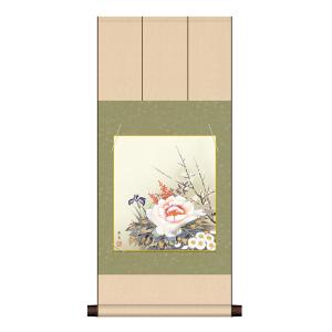手描き 掛け軸 「四季花」鈴木優莉 尺五立 幅54.5×丈190cm 太巻桐箱