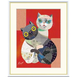猫 絵画 黒猫 油絵 油彩画 高橋伸子 「予感・1」 額付き