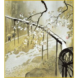 色紙 色紙掛けなし 色紙絵 和風 暮春の雨 川合玉堂 モダン 掛軸 床の間 和室 おしゃれ 壁掛け 絵