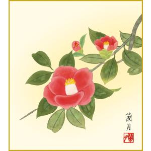 日本画 流水寒椿 日本画 流水寒椿