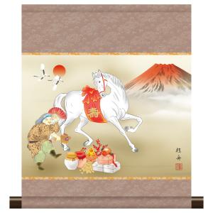 10年保証 掛け軸 ミニ掛け軸 和風 山水画 富士山水赤富士 伊藤渓山