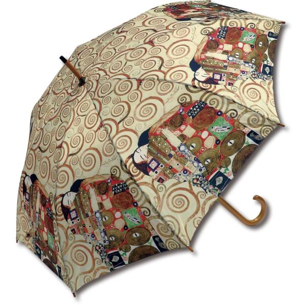 傘 名画木製ジャンプ傘（クリムト「抱擁」） おしゃれ レディース レイングッズ 雨の日 長傘 おでか...