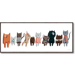 絵画 ベッキー ソーンズ「ピクニック キャット3」 壁掛け 額入り かわいい 猫の絵 おしゃれ アートフレーム｜ayuwara