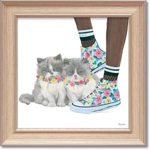 絵画 エミリー アダムス「キューティー キティ7」 インテリア 額入り 絵 壁掛け 飾る 猫 子猫 風景画 かわいい 動物 壁飾り 額装込 癒やし プレゼント ギフト