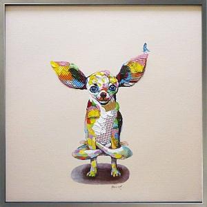 絵画 アート スウィートチワワ 壁掛け 壁飾り インテリア 油絵 花  