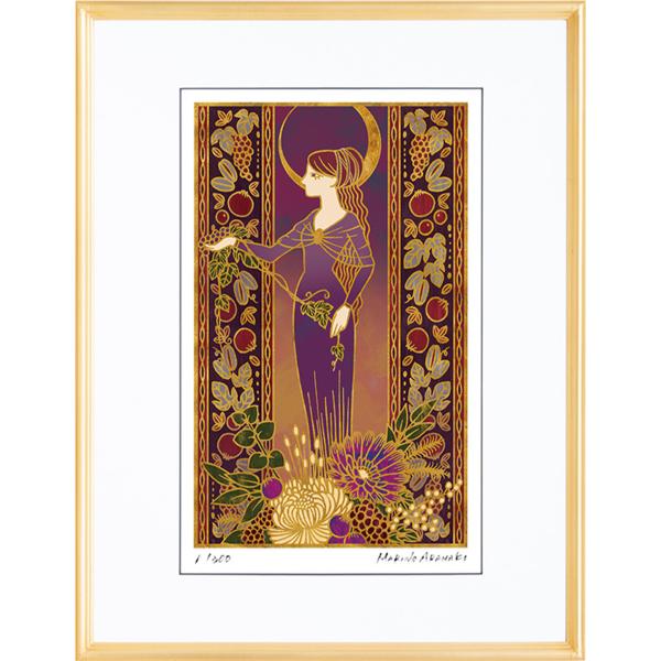 絵画 荒巻 まりの 秋の乙女（Ｃ６８１１） インテリア 壁 に飾る絵 リビング 玄関 ギフト 御祝 ...