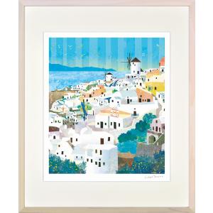 絵画 はり たつお エーゲ海とサントリーニ島（大全紙）（C1192