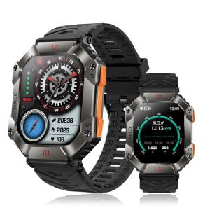 スマートウォッチ 軍用規格 スポーツウォッチ 高度計 コンパス 気圧計付き Smart Watch 2.0インチ 通話 音声アシスタント 1｜az-select-store