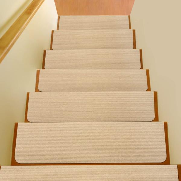 Newthoughts 吸着階段マット 階段用ステップマット 滑り止め付き ずれない 階段カーペット...