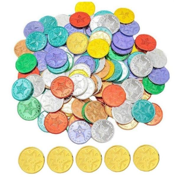 Sinyde 金貨玩具 プラスチック カラフルな 偽のお金 おもちゃの 海賊トレジャーハントゲームコ...