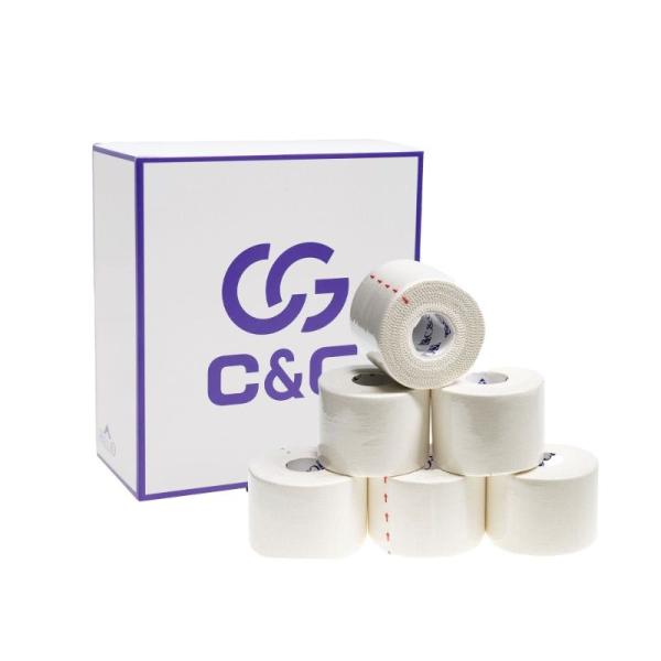 C&amp;G 固定テープ 非伸縮 白 50mm × 12m 6巻ホワイト テープ 固定タイプ/非伸縮タイプ...