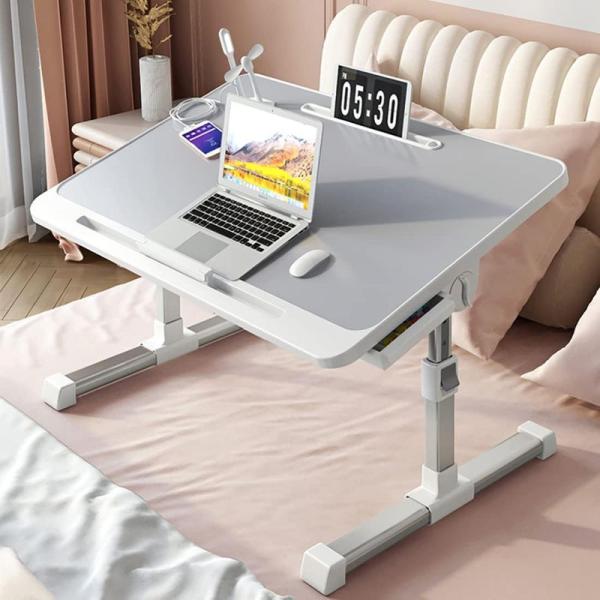 ベッドテーブル 折りたたみテーブル ベッド用ノートパソコンデスク ちゃぶ台 角度 高さ調整 軽量 省...