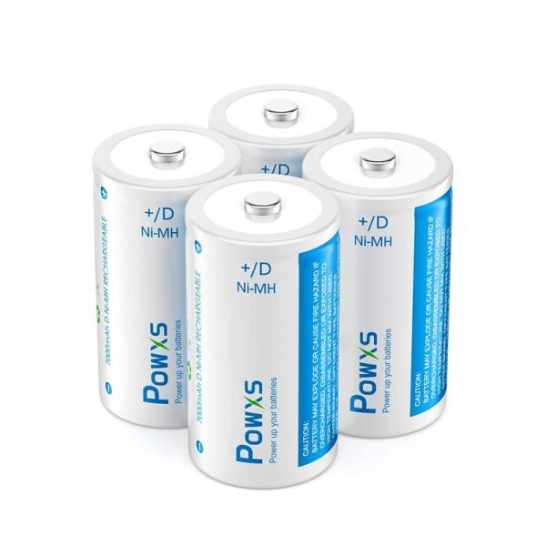 POWXS 単1電池 充電式 ニッケル水素充電池 7000mAh 約1200回使用可能 4本入り 液...