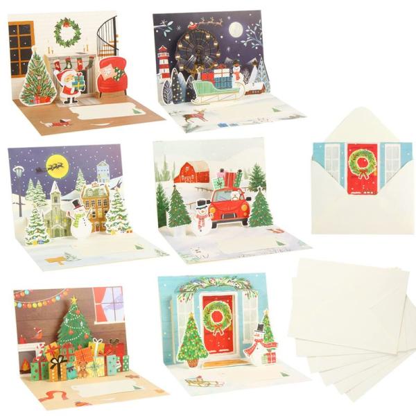 DERAYEE クリスマス カード メッセージカード 封筒付き 3D立体 金箔押し グリーティングカ...