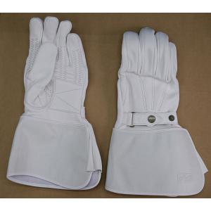 R-21 牛革 ガントレット バイクグローブストレッチ　白