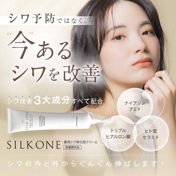 おでこのシワ、ほうれい線、目元のシワ改善 シワ取りクリーム シルクワン 28g ナイアシンアミド配合...