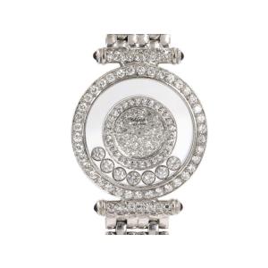 [3年保証] ショパール レディース ハッピーダイヤモンド 20/4993-21 K18WG ダイヤ文字盤 クオーツ 7PD 腕時計 中古 送料無料｜azabujuban-blanc