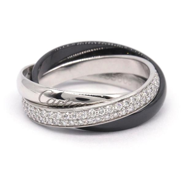 カルティエ トリニティパヴェダイヤモンドリング #50 10.5号 K18WG ブラックセラミック ...