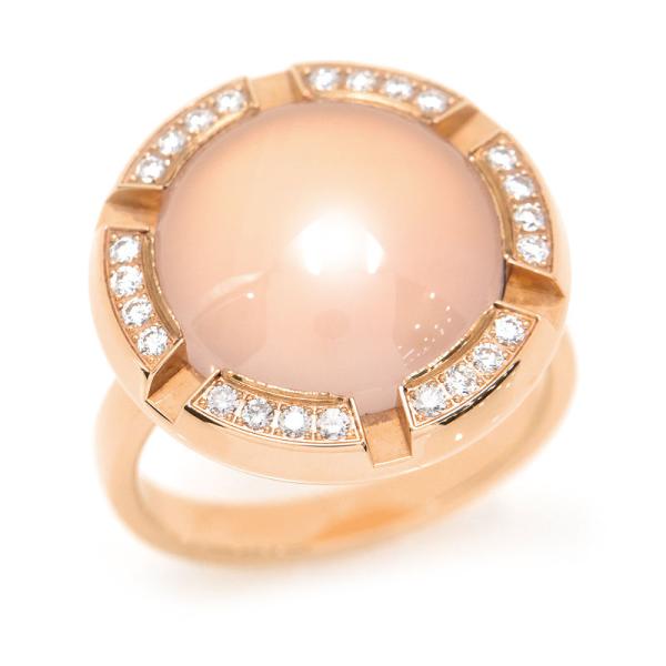 ショーメ クラスワンクルーズリング LM #50 9.5号 K18PG ローズクォーツ ダイヤモンド...