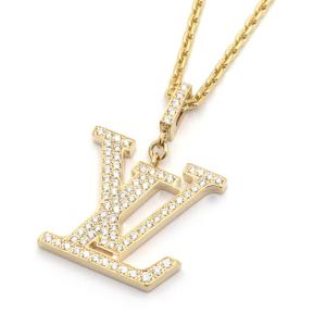 ルイヴィトン ペンダントLV GM Q93849 K18YG ダイヤモンド LVネックレス ロゴネックレス イエローゴールド 地金約10.3g 中古 送料無料