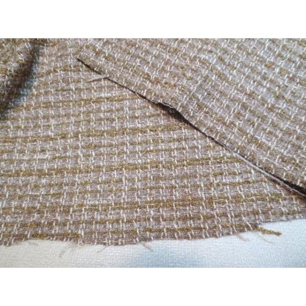 ファンシーツイード　コットン　ウール混　ベージュ×オフホワイト