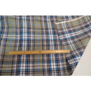 リネンマルチチェック　薄地　グリーンカーキー×紺　ワンピース　チュニック　広幅パンツ