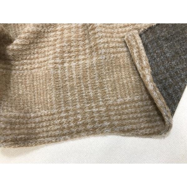 スライバーニット　グレンチェック　ポリエステル　ウール混　ベージュ　イタリア製　幅150cm　10c...