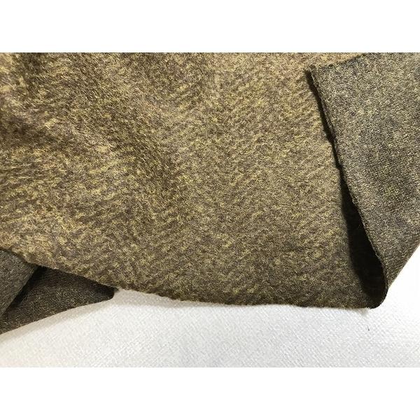 スライバーニット　ウール混　杉綾　茶ｘマスタード　イタリア製　幅140cm　10cm単位販売