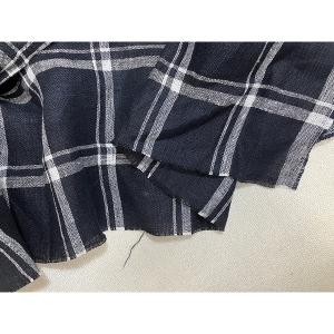 リネン100% 大きなチェック 紺xホワイト ...の詳細画像1