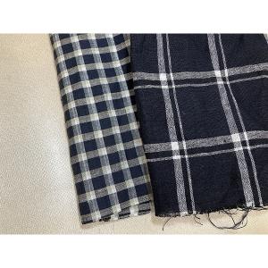 リネン100% 大きなチェック 紺xホワイト ...の詳細画像2
