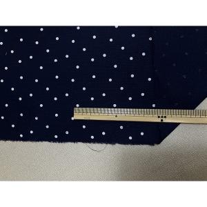 リネン48％　コットン52％　紺ｘ白ドット　ワンピース　ブラウス等　幅140cm　10cm単位販売　商品コード7055